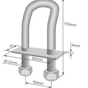 Árcsökkenés Rögzítő fül U 50 mm / 110 mm HAJLÍTOTT
