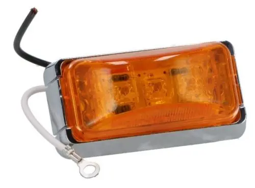 Alacsony ár LED helyzetjelző lámpa 12/24V (ívelt trapéz) sárga, KRÓMOZOTT