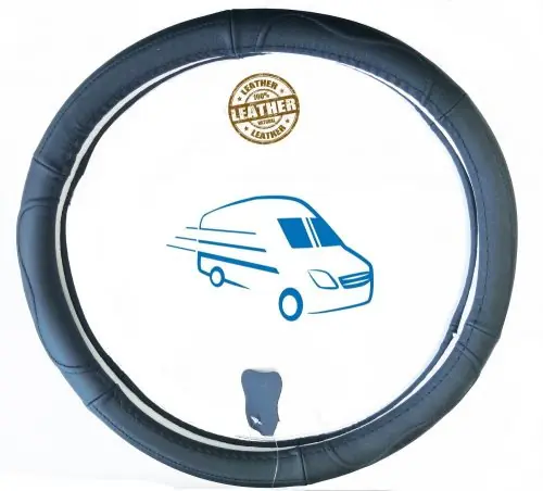 Valódi bőr kormányvédő (36-38cm) fekete Expressz kézbesítés