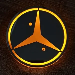 Világító MERCEDES inox logó 100mm 24V Sárga Akció
