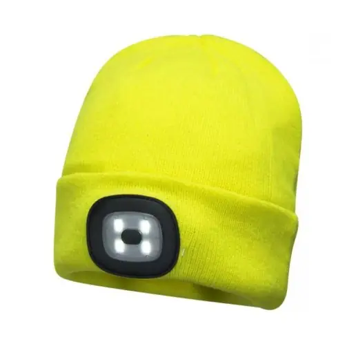 Téli sapka tölthető LED lámpával FLUO SÁRGA Expressz kézbesítés