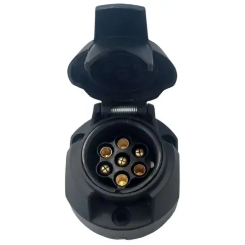 Utánfutó elektromos aljzat 7 pólusú 12V műanyag, KAPCSOLÓVAL Kedvezmény