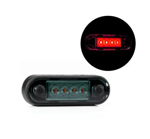 Biztonságos fizetés PIROS LED helyzetjelző 84x28mm 12/24V FÜST BÚRÁVAL