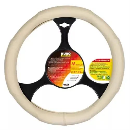 Bőr hatású kormányvédő PREMIUM 37-39cm Vajszín Outlet